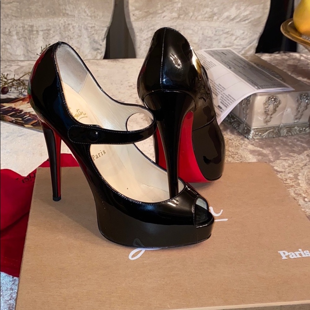 Christian Louboutin black patent platforms 39.5